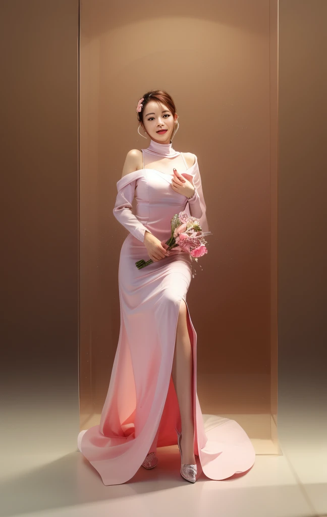 masterpiece,best quality,ultra-detailed,1girl,moon,glass,white dress,full body,pink flower,