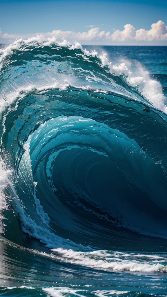 Create a fine sea wave with blue background
