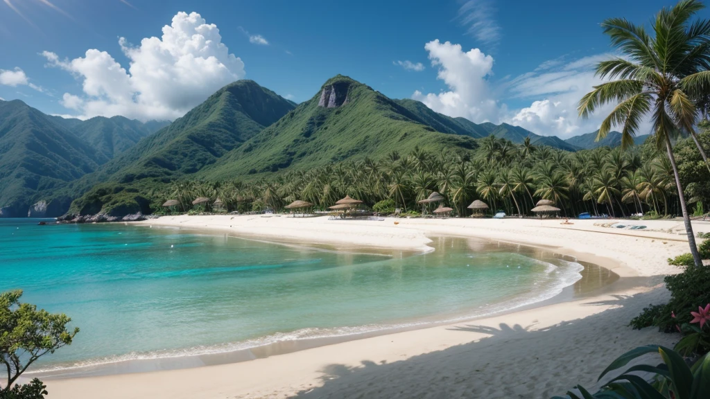 Origami landscape of a tropical beach