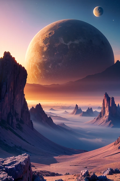 Unknown Planet,The atmosphere is thick,The distant scenery becomes hazy,《The ground and mountains are made of crystals》Planet-specific creatures《Fish-like creatures floating in the sky》