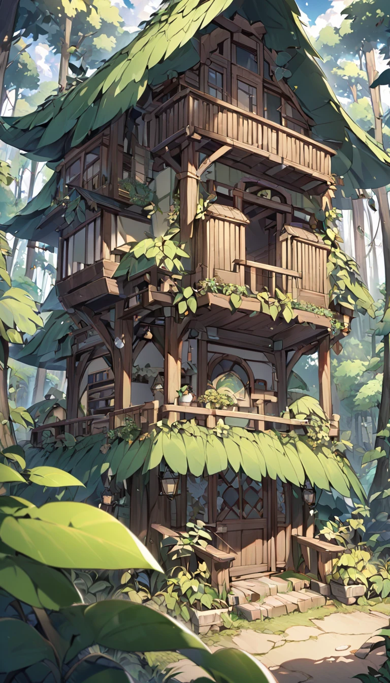 background, outside, cloudy, leaf house, forest