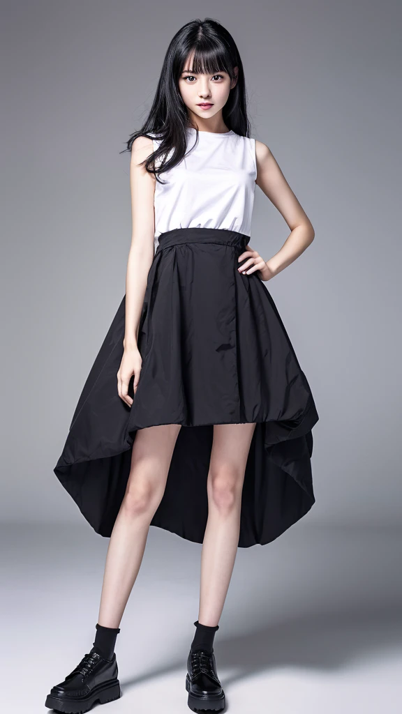 High resolution、masterpiece、One girl, Black Hair, Dubious、Wearing clothes、Are standing、whole body