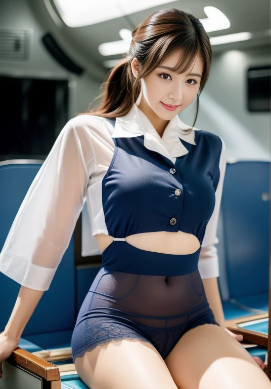 (masterpiece:1.3), (Highest quality:1.3), 8k, 超High resolution, 複雑なdetailedな, 非常にdetailedな, detailedな背景, Depth of written boundary, 超High resolution, RAW Photos, Sharp focus, perspective, (8k, Highest quality, masterpiece: 1.2), (Realistic, Realistic: 1.5), Beautiful Japanese woman, 25 years old, (((Thin thighs))), detailed: (非常にdetailedな: 1.3), (((stewardess costume))), (High resolution: 1.1), (((Airplane Passenger Passenger Passenger))), ((From below:1.45)), ahegao, ((Perfect beauty)), ((See-through lace underwear)), ((Camel Toe)), (((Hairstyle is a chignon))), ((((Leg spread)))), Watery eyes, (((Hair is up))), Wet tongue、