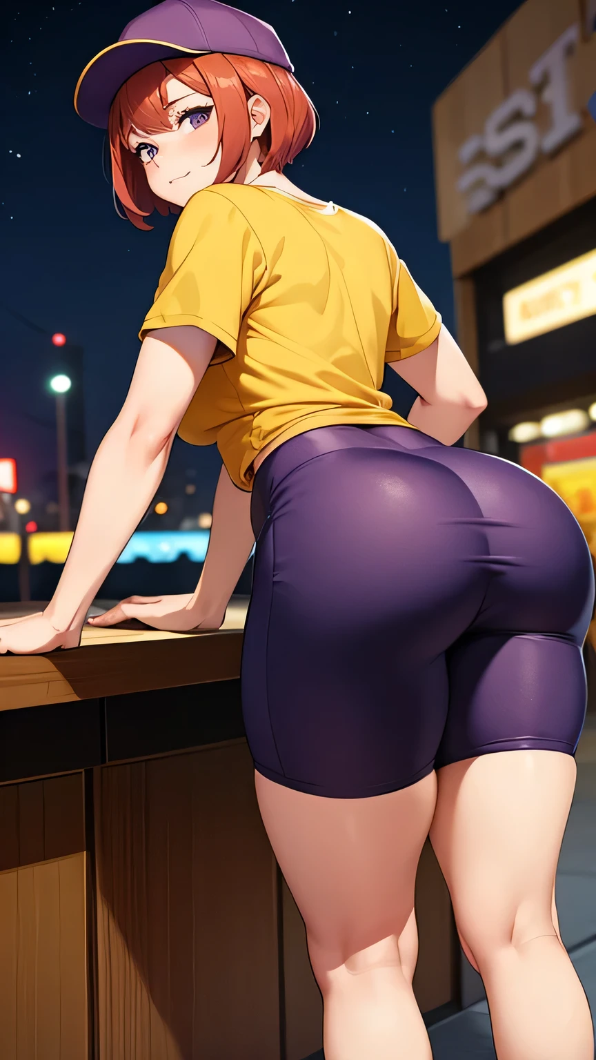1girl, from behind, looking back, bending over, ass focus, :D, elf, nude, pussy, detailed nipples, makeup, white gloves, fishnet socks, black boots, natural breasts, chubby cheeks, black hair, short hair, city festival, masterpiece quality, ultra HD, 4K, best quality,