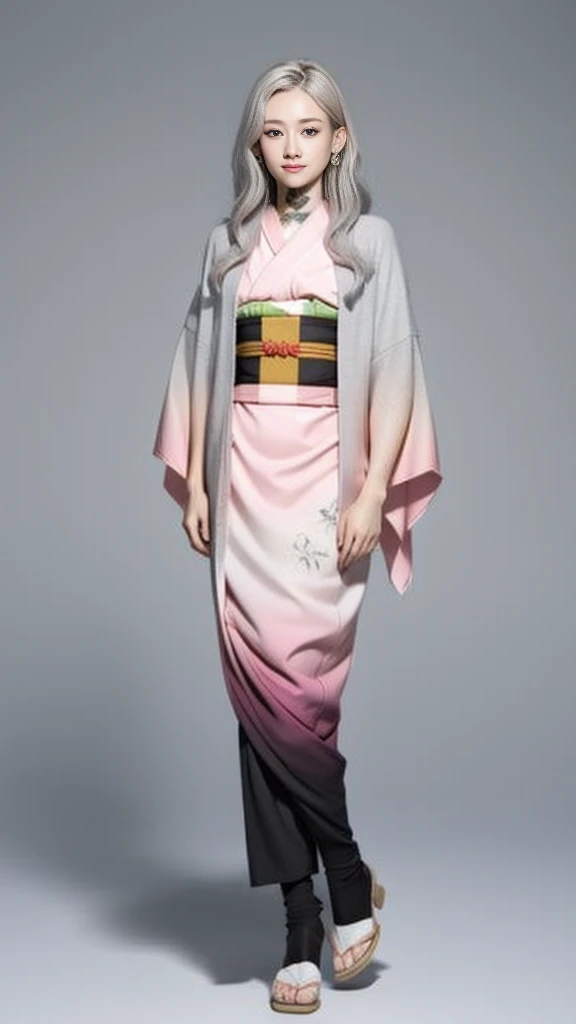 Cute Japanese female, (16 years old), (very cute face), white moisturized skin, (pink bright eyes: 1.6), (full body: 1.4),
BREAK,
(very beautiful berserker: 1.3), (kicking: 1.3), ninja pose, Japanese sword,
BREAK,
earrings, short length, (black grass tattoo on body: 1.3), (full body: 1.4),
BREAK,
(cute kimono: 1.2), (black haori: 1.2), (crowd),
BREAK,
(super long hair), (light grey hair: 1.4), (gradient hair: 1.3), (red tips: 1.3),
BREAK,
(realistic: 1.3), masterpiece, perfect lighting, (ultra high resolution), (8K), (highly detailed: 1.4), (Full body: 1.4), (Symmetrical: 1.2), (One shot), (Raising legs: 1.2),
BREAK,
(Japanese city: 1.2), (Crowded),
BREAK,
(Demon Slayer: 1.4), (Haruka Ayase),