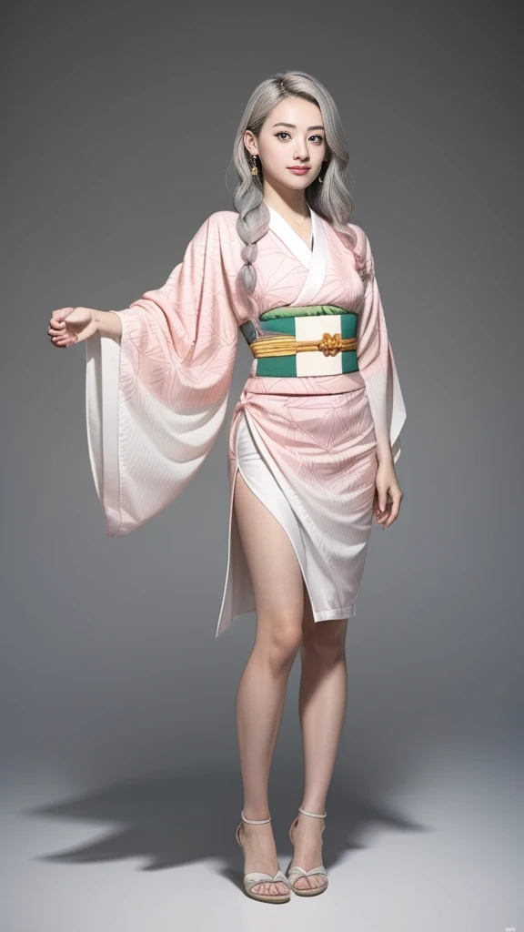 Cute Japanese female, (), (very cute face), white moisturized skin, (pink bright eyes: 1.6), (full body: 1.4),
BREAK,
(very beautiful berserker: 1.3), (kicking: 1.3), ninja pose, Japanese sword,
BREAK,
earrings, short length, (black grass tattoo on body: 1.3), (full body: 1.4),
BREAK,
(cute kimono: 1.2), (black haori: 1.2), (crowd),
BREAK,
(super long hair), (light grey hair: 1.4), (gradient hair: 1.3), (red tips: 1.3),
BREAK,
(realistic: 1.3), masterpiece, perfect lighting, (ultra high resolution), (8K), (highly detailed: 1.4), (Full body: 1.4), (Symmetrical: 1.2), (One shot), (Raising legs: 1.2),
BREAK,
(Japanese city: 1.2), (Crowded),
BREAK,
(Demon Slayer: 1.4), (Haruka Ayase), (Nezuko Kamado),