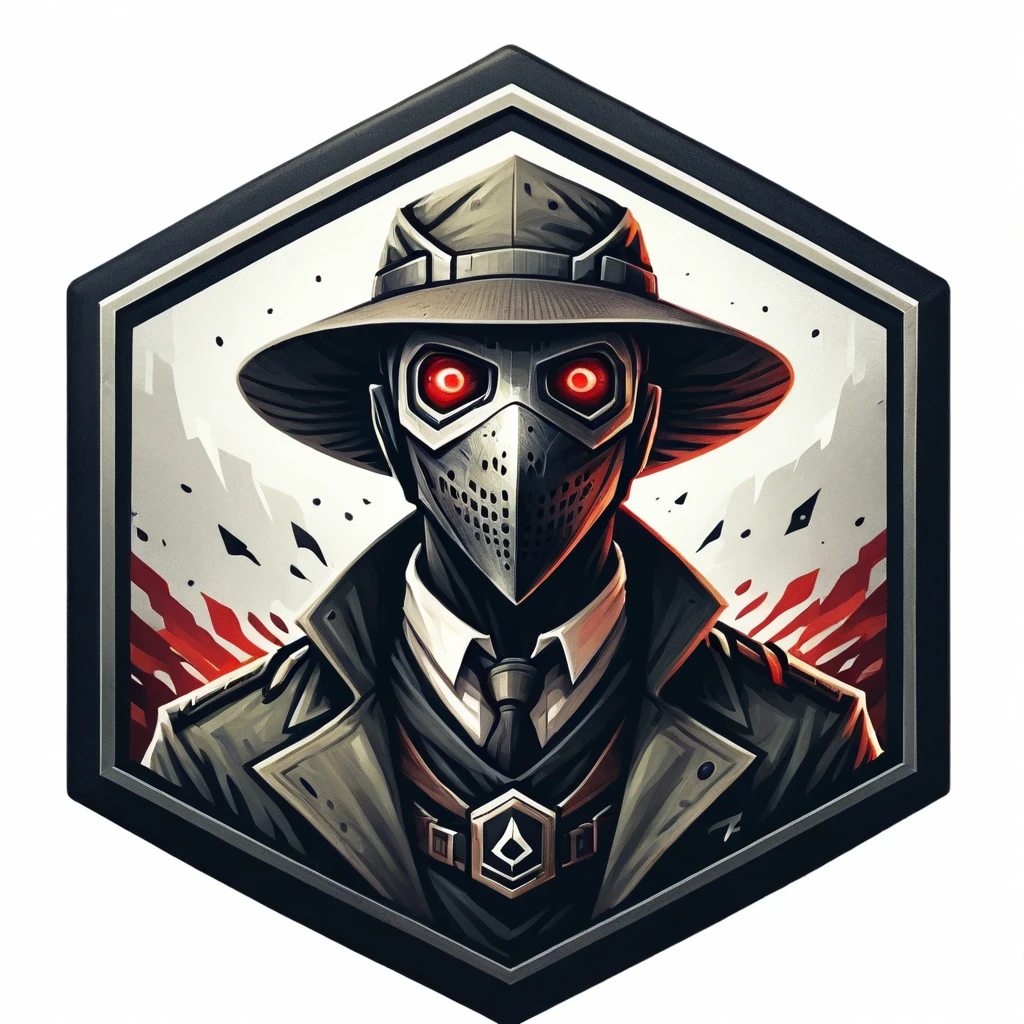 Badgetype,solo badge,counter strike2 type badge,solo,looking at viewer,red eyes,1boy,male focus,no humans,mask,glowing,white background,portrait,straight-on,plague doctor