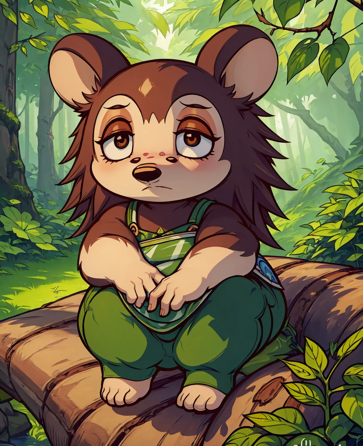 a cute dwarf lemur, hyper realistic, detailed face, big eyes, long eyelashes, detailed fur, realistic fur texture, natural environment, lush green tropical forest, detailed leaves and branches, warm lighting, photorealistic, 8k, best quality, highly detailed