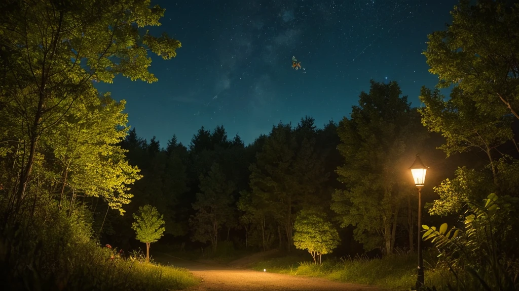 A night scene where you can almost hear the insects singing