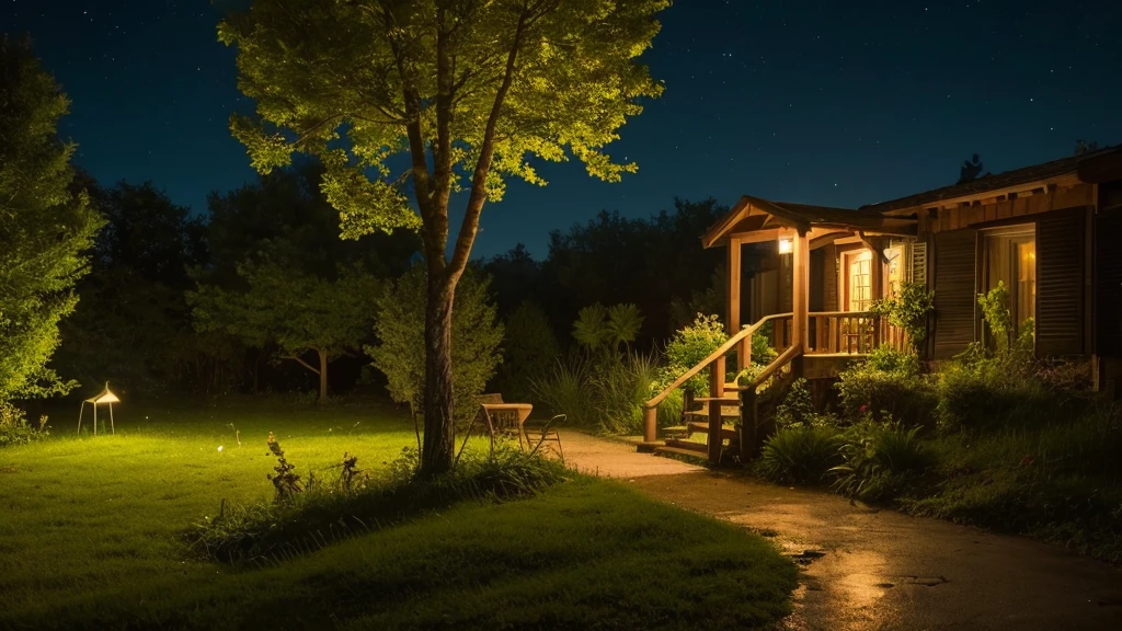 A night scene where you can almost hear the insects singing