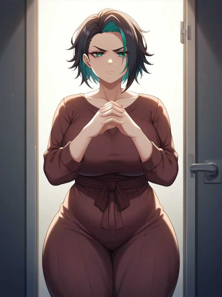 best quality, masterpiece, portrait,
1girl, midoriya inko, green hair, short hair, short ponytail, green eyes, large breasts, curvy, plump, , naked, sexy, seductive, erotic, armpits, fog, foggy, sweat, sweaty, steam, looking at viewer, smile, pubic hair, armpit hair, full body
