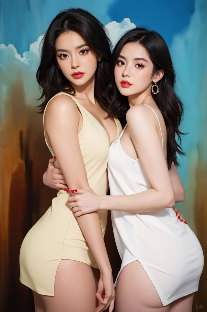 masterpiece, Highest quality, Super detailed, Dynamic Angle, View your viewers, A fusion of watercolor and oil painting, hot black artwork, White lineart, Beautiful woman, 1 female, Older Woman, beauty, Perfect Anatomy, Perfect Eyes, Perfect Fingers, Perfect hands, Anime Girls, secretary, sexy short dress, glButtes, tight, Butt, chest, Thighs, Black Hair, Siren&#39;s Black Eyes, Fascinating smile, Office Background, soft, Fascinating, hot, hard,