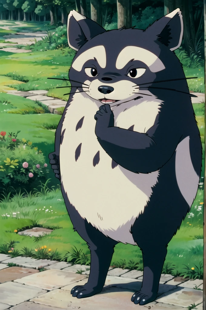 (((ghibli style))),animal,Only one little raccoon