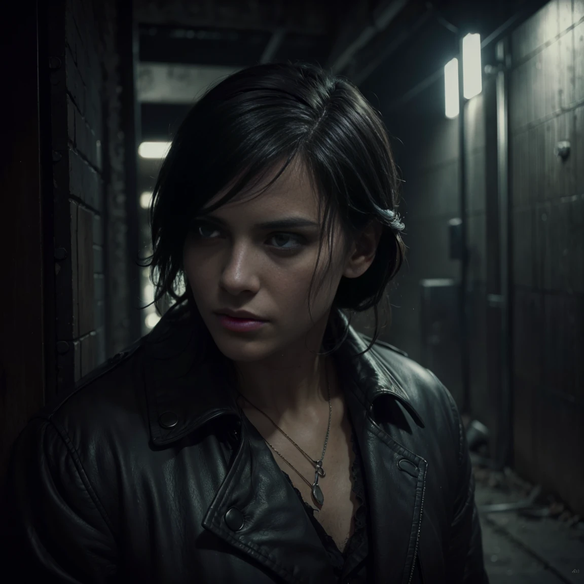 a man in a dark alley, Constantino, mourning the death of his partner, beautiful detailed eyes, beautiful detailed lips, extremely detailed eyes and face, long eyelashes, despair and anguish on his face, tattered trench coat, dark urban environment, changing lighting, Cinematic atmosphere, (Best Quality,4k,8k,High resolution,masterpiece:1.2),ultra detailed,(realist,photorealist,photo-realist:1.37),dramatic lighting, brave realism, dark fantasy, supernatural, horror