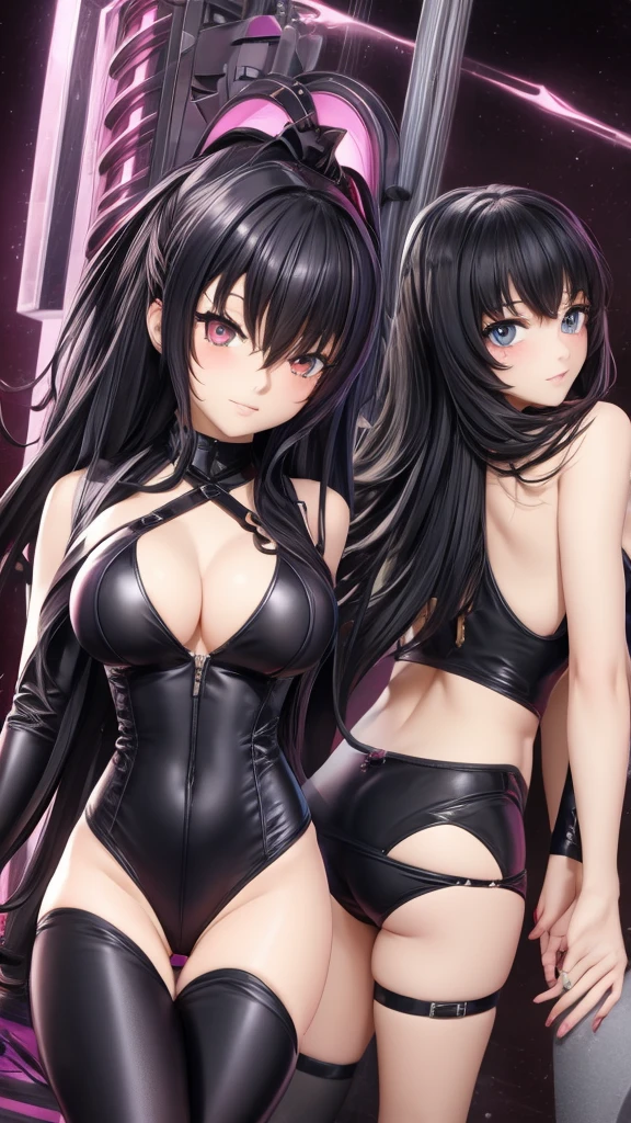 Group anime gothic girls in cyber swim suits