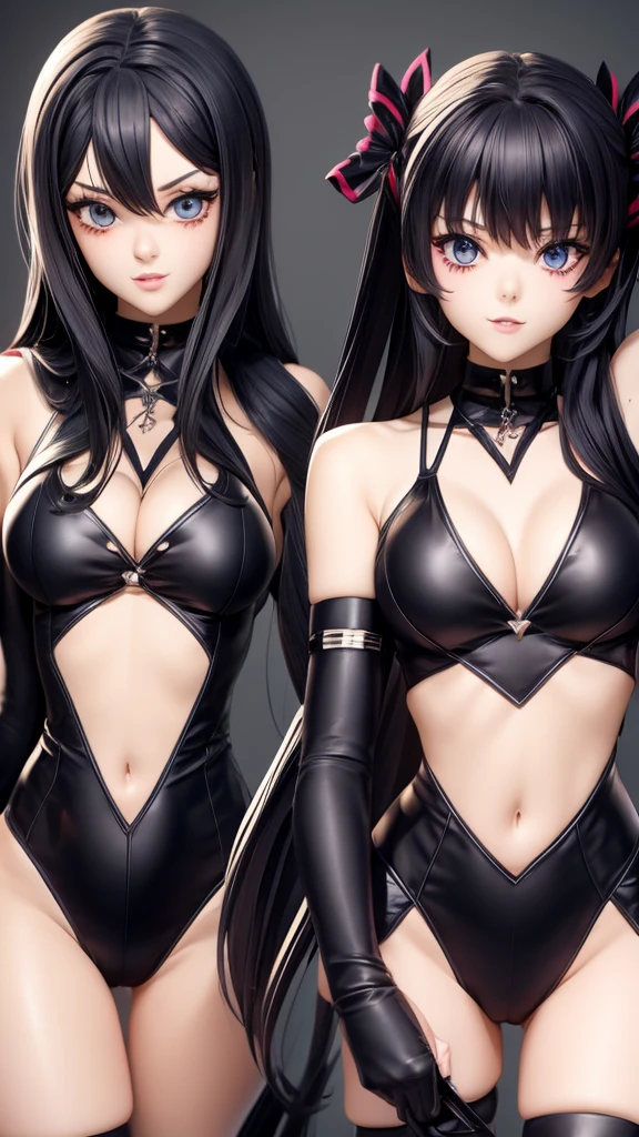 Group anime gothic girls in cyber swim suits