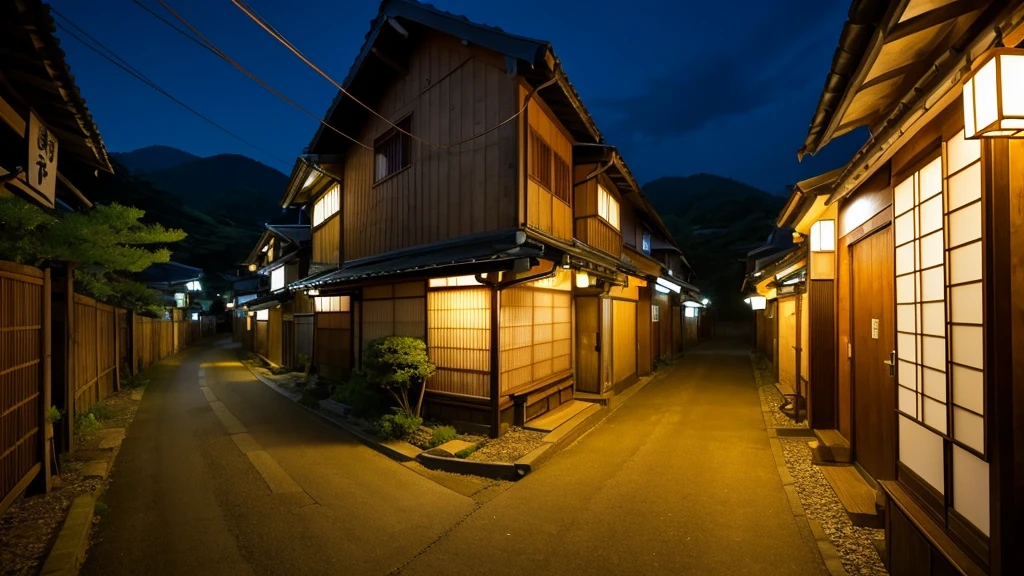 A nighttime scene in the Japanese countryside where you can almost hear the insects chirping