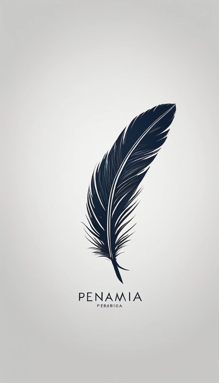 A minimal, modern, simple, cinematic logo design for the brand “Penamemoria". Create a modern, minimalistic, high-quality, logo of a boy-feather
