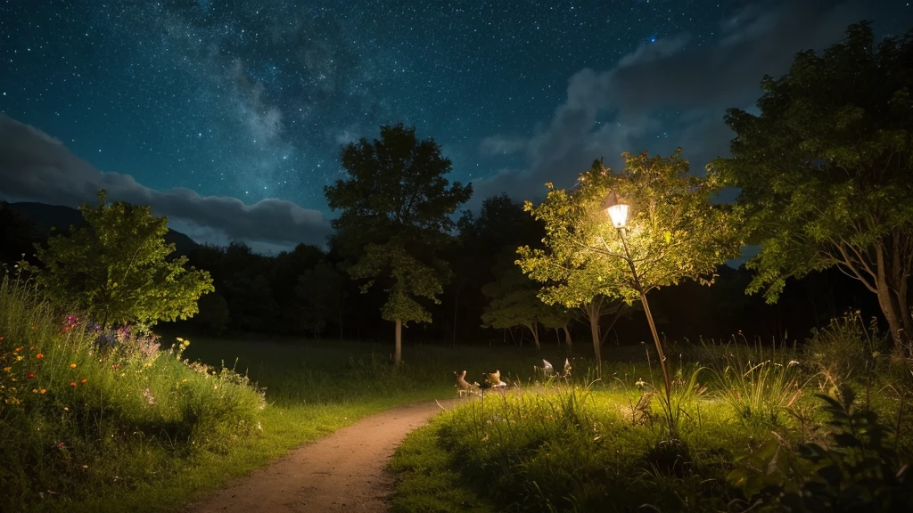 A night scene where you can almost hear the insects singing