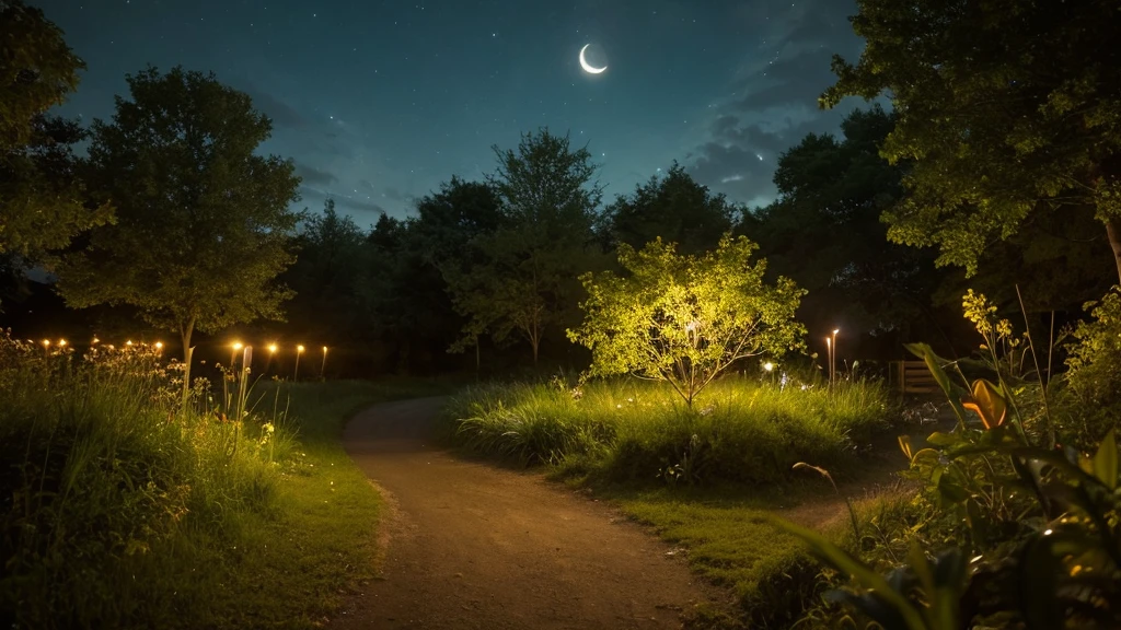 A night scene where you can almost hear the insects singing