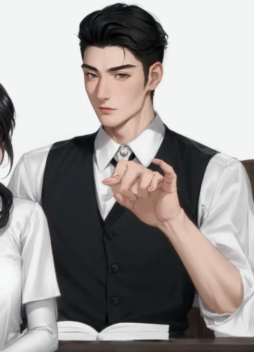 There was a man and a woman sitting at a table with laptops., Inspiration from Zhang Han, Inspired by Bian Shoumin, High quality fan art, Made with Anime Painter Studio., Drawing in Anime Painter Studio, Hess Jinyao, Inspired by Sim Sa Jung, Inspiration from Junggeun Lee, semi-realistic anime, Inspiration from Kim Deuksin