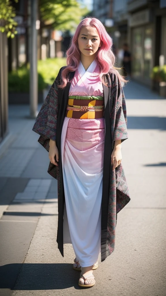 Cute Japanese female, (16 years old), (very cute face), white moist skin, looking at camera, melancholy expression,
BREAK,
Idol,
BREAK,
(wearing cute kimono: 1.3), (highly revealing kimono), very large earrings, short length,
BREAK,
(fighting pose: 1.3),
BREAK,
(long hair), (pink hair: 1.2), (wavy hair), (gradient hair: 1.3), (red hair at the ends),
BREAK,
(realistic: 1.3), masterpiece, perfect lighting, (ultra-high resolution), (8K), (highly detailed: 1.4), (from the front), (full body: 1.4), (symmetrical: 1.2),
BREAK,
(Shibuya city in Japan: 1.2),
BREAK,
(Demon Slayer: 1.4),