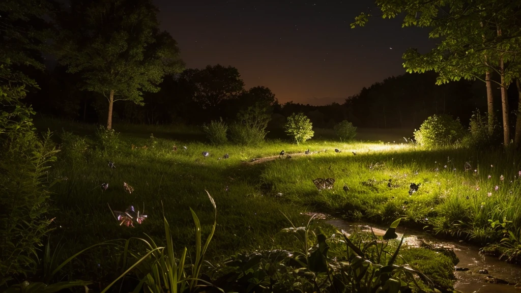 A night scene where you can almost hear the insects singing