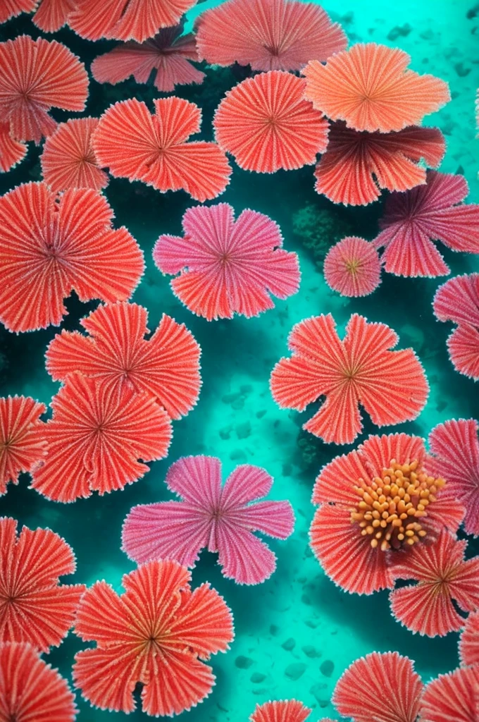 there are many different colored flowers that are growing on the coral, a microscopic photo by Anna Haifisch, pexels, psychedelic art, colorful coral, vibrant corals, beautiful colorful corals, harmony of neon glowing coral, coral underwater colorful, radiating atomic neon corals, corals, rainbow corals, beautiful colorful, underwater soft colours, coral
