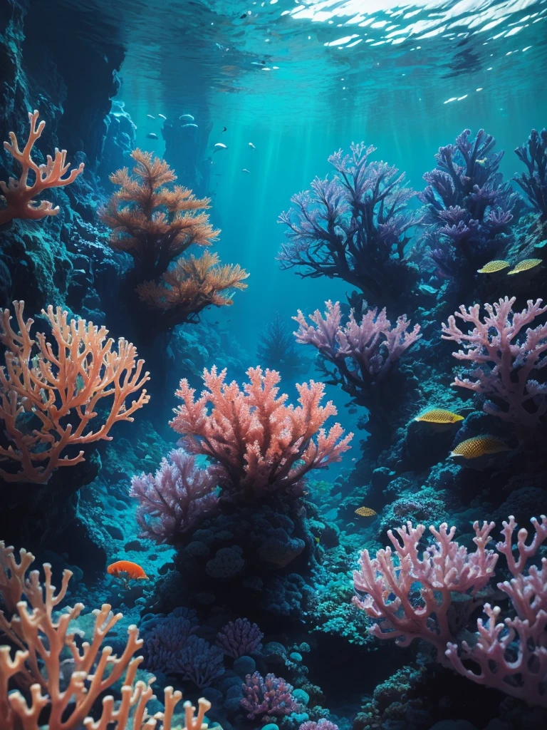 there are many different colored flowers that are growing on the coral, a microscopic photo by Anna Haifisch, pexels, psychedelic art, colorful coral, vibrant corals, beautiful colorful corals, harmony of neon glowing coral, coral underwater colorful, radiating atomic neon corals, corals, rainbow corals, beautiful colorful, underwater soft colours, coral