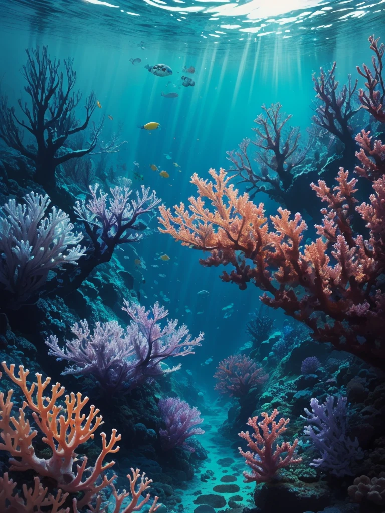 there are many different colored flowers that are growing on the coral, a microscopic photo by Anna Haifisch, pexels, psychedelic art, colorful coral, vibrant corals, beautiful colorful corals, harmony of neon glowing coral, coral underwater colorful, radiating atomic neon corals, corals, rainbow corals, beautiful colorful, underwater soft colours, coral