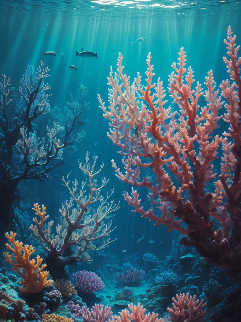 there are many different colored flowers that are growing on the coral, a microscopic photo by Anna Haifisch, pexels, psychedelic art, colorful coral, vibrant corals, beautiful colorful corals, harmony of neon glowing coral, coral underwater colorful, radiating atomic neon corals, corals, rainbow corals, beautiful colorful, underwater soft colours, coral