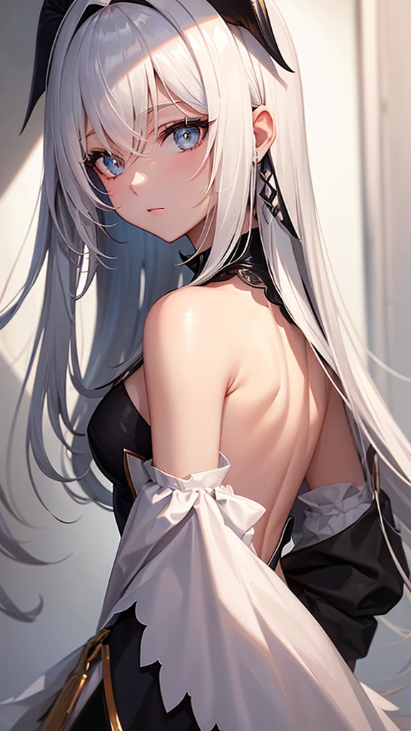 Shoulder length black wnd white hair