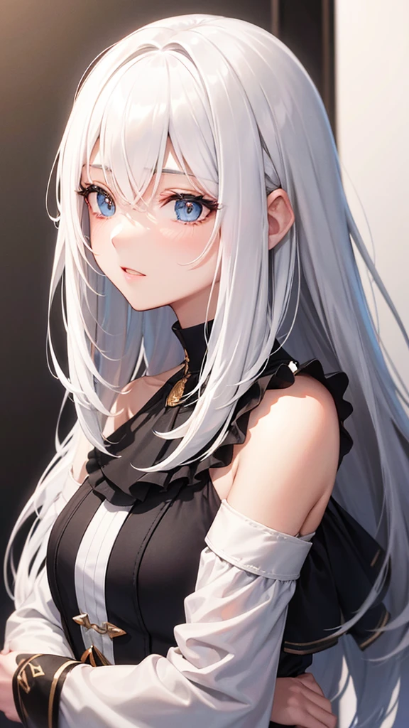 Shoulder length black wnd white hair