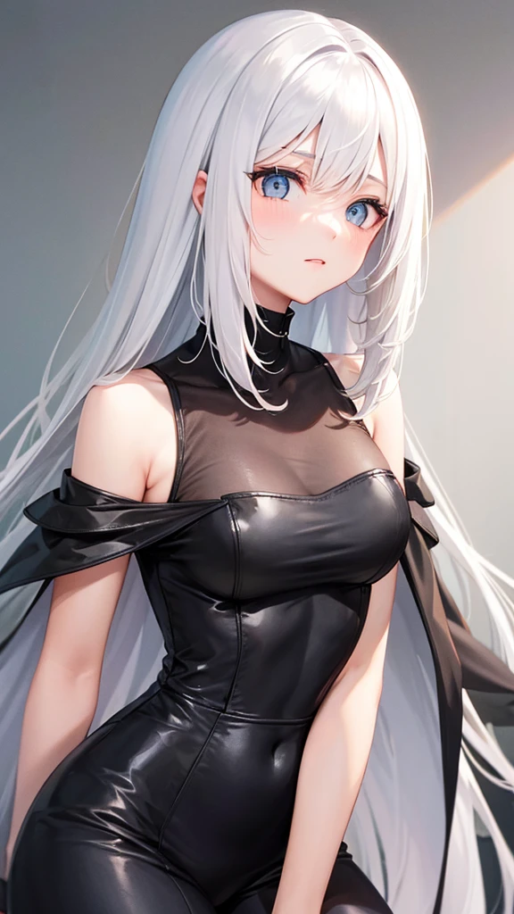 Shoulder length black wnd white hair