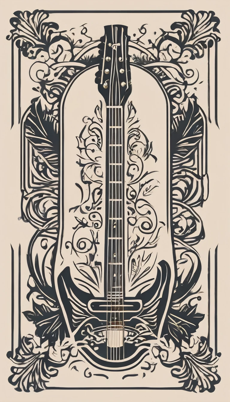 A minimal, modern, simple, cinematic logotype for the brand “Penamemoria". The logotype must be a simple, magical feather and a boy playing acoustic guitar. The logo must convey a sense of music, stories and dreams. Logo design impressed on a book cover. Minimalistic logo