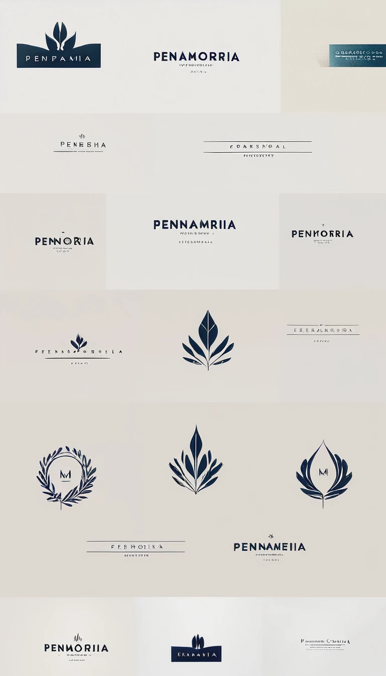 A minimal, modern, simple, cinematic logo design for the brand “Penamemoria". Create a modern, minimalistic, high-quality, logo of a memory feather. The logo must be convey a sense of dreams, stories, memories, music and imagination.