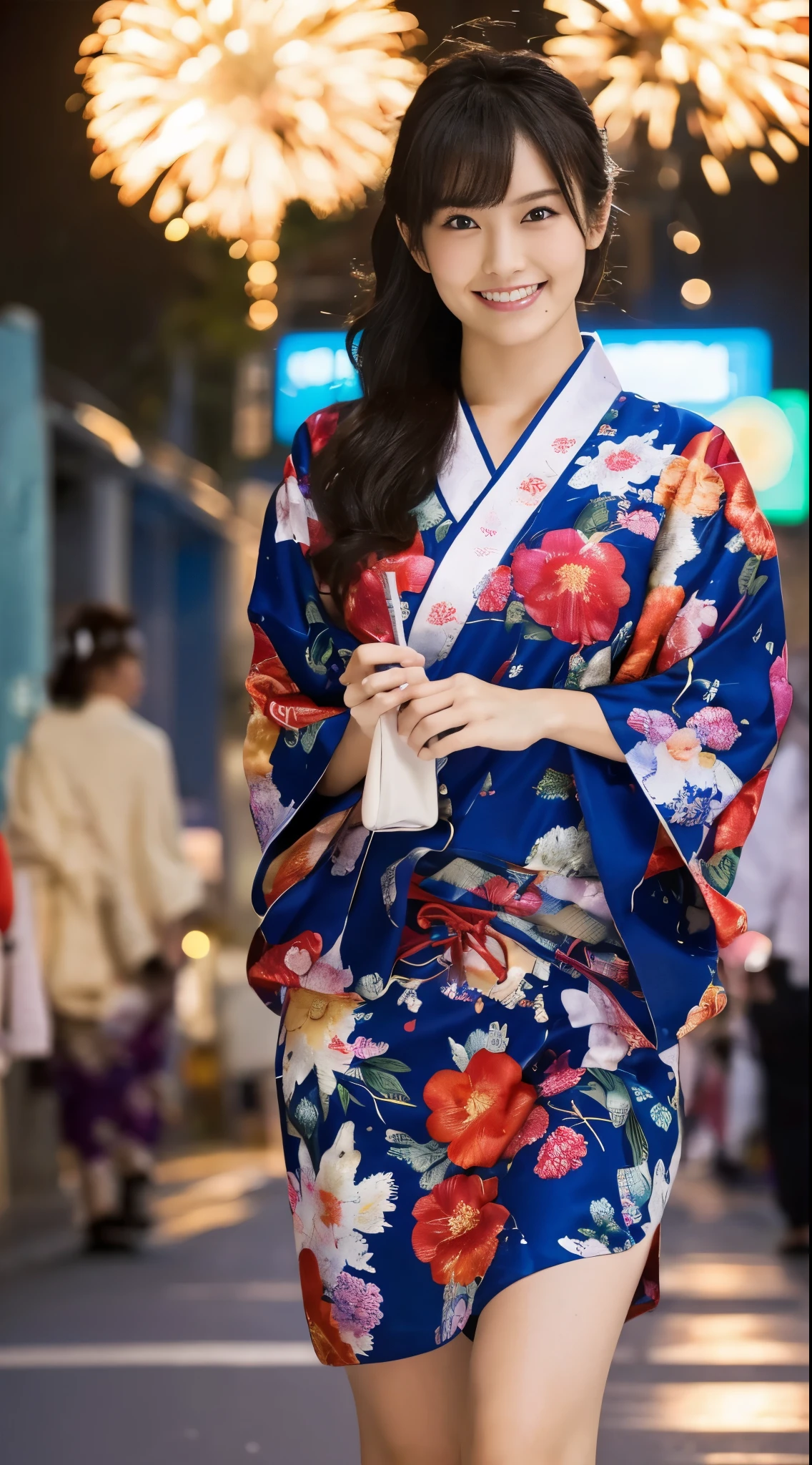((masterpiece(:1.4),Highest quality,Ultra-high resolution,Highest quality,8k,Extremely detailed,In detail))。night,Fireworks display,Summer festival,Opening a store,Two Girls,Female college student,Yukata,Twin sisters,cute,Clear,(Fireworks displayのnightに河川敷で花火を背景にしたスナップ写真),Hyper Quality