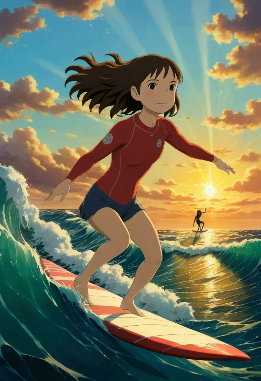 Ghibli　 Ocean　surfing　girl