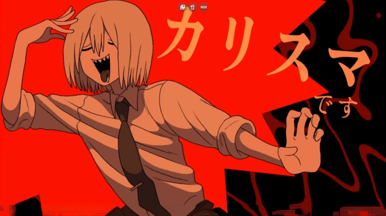 anime character with red background and black background, gapmoe yandere, yandere, from Shingei, ( ( ( Yoshinari yo ) ) ), anime movie style red line, anime style", anime style like fate/stay the night, Sugo Okita, anime Mo artstyle, in Japanese anime style, Japanese animation style., Man with a chainsaw, without inscriptions, black and blue hair