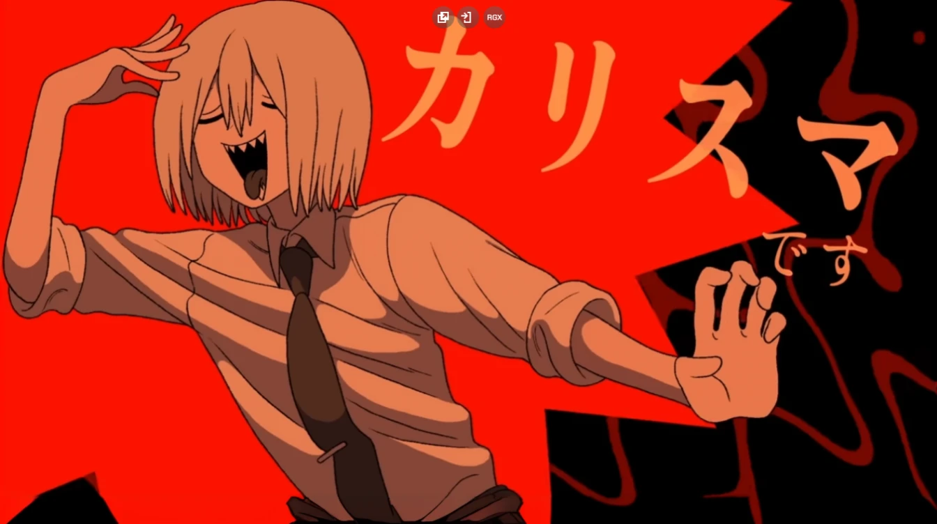 anime character with red background and black background, gapmoe yandere, yandere, from Shingei, ( ( ( Yoshinari yo ) ) ), anime movie style red line, anime style", anime style like fate/stay the night, Sugo Okita, anime Mo artstyle, in Japanese anime style, Japanese animation style., Man with a chainsaw, without inscriptions, black and blue hair