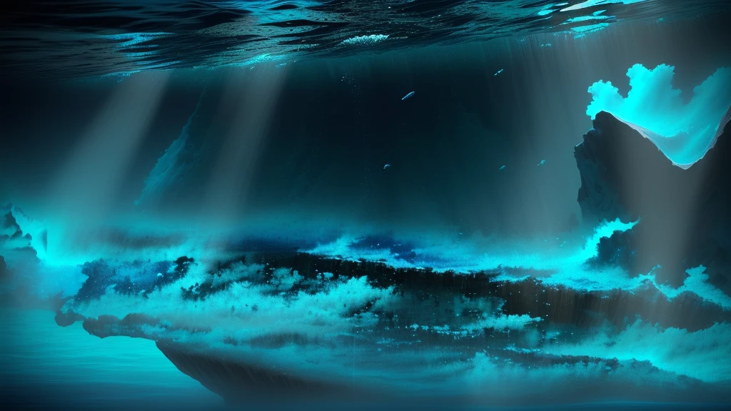 There are pictures of water, Deep Sea Scenery, seabed, seabed, 泡立つwater scenery, Oil film in water, Super detailed. Digital Painting, エイリアンOcean of the planet Titan, water scenery, Ocean of the planet Titan, sapphire waters below, seabed, Liquid Simulation Background, seabed, Underwater viewpoint