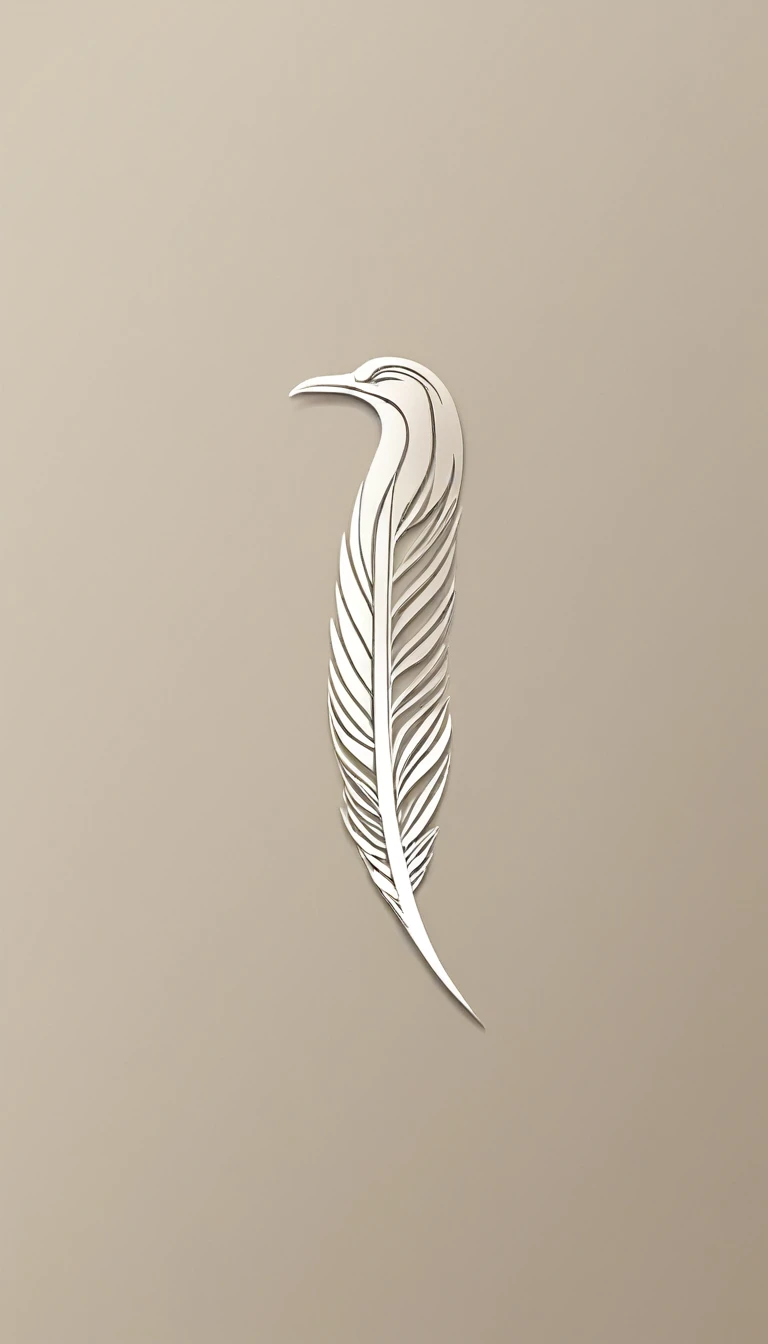 A minimal, modern, simple, cinematic logo design for the brand “Penamemoria". Create a modern, minimalistic, high-quality, logo of a feather-bird