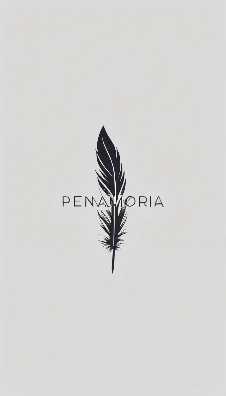 A minimal, modern, simple, cinematic logo design for the brand “Penamemoria". Create a modern, minimalistic, high-quality, logo of a boy-feather