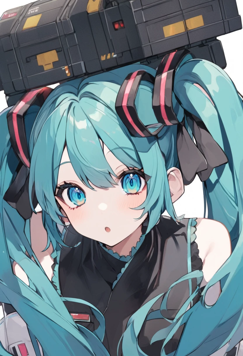 Hatsune Miku、Wearing a black ribbon、Mine system、cute、Perfect Face、Perfect Eyes、Perfect Nose、Perfect Mouth