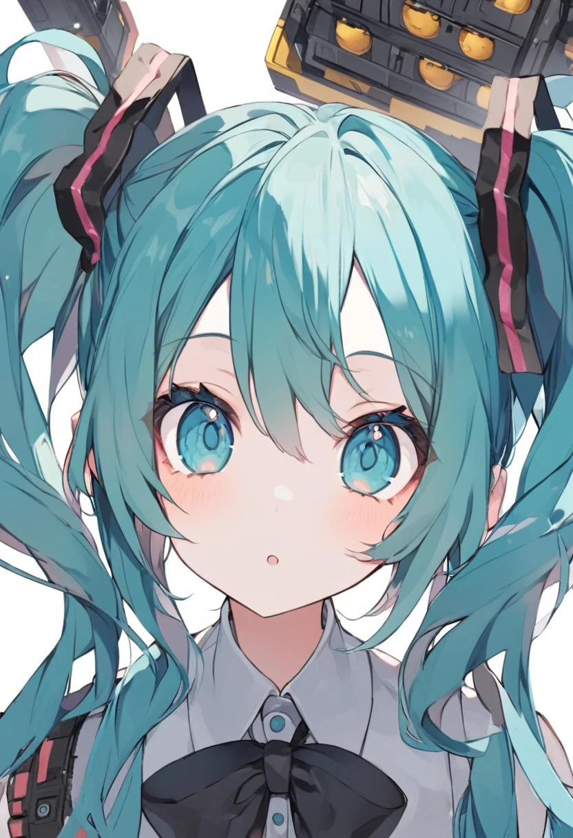 Hatsune Miku、Wearing a black ribbon、Mine system、cute、Perfect Face、Perfect Eyes、Perfect Nose、Perfect Mouth