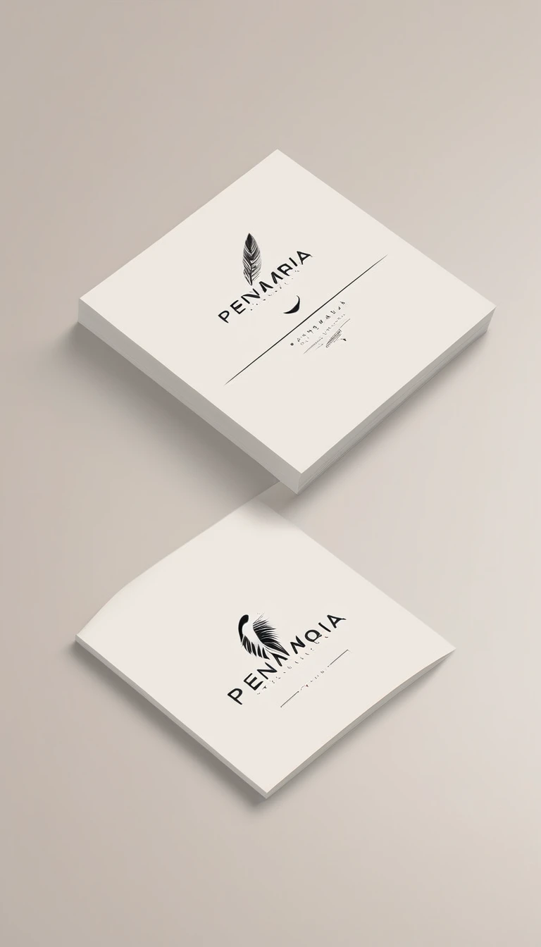 A minimal, modern, simple, cinematic logo design for the brand “Penamemoria". Create a modern, minimalistic, high-quality, logo of a feather-bird
