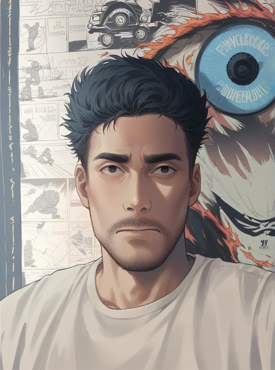 young man, wearing destroyed white button shirt with black tie, half hand gloves, blue jeans, short hair, army harness, ride jeep, holding a dual guns, PUBG background, flame, visible face, extremely detailed, extreme detail description, Ultra HD, 8k, best quality, PUBG