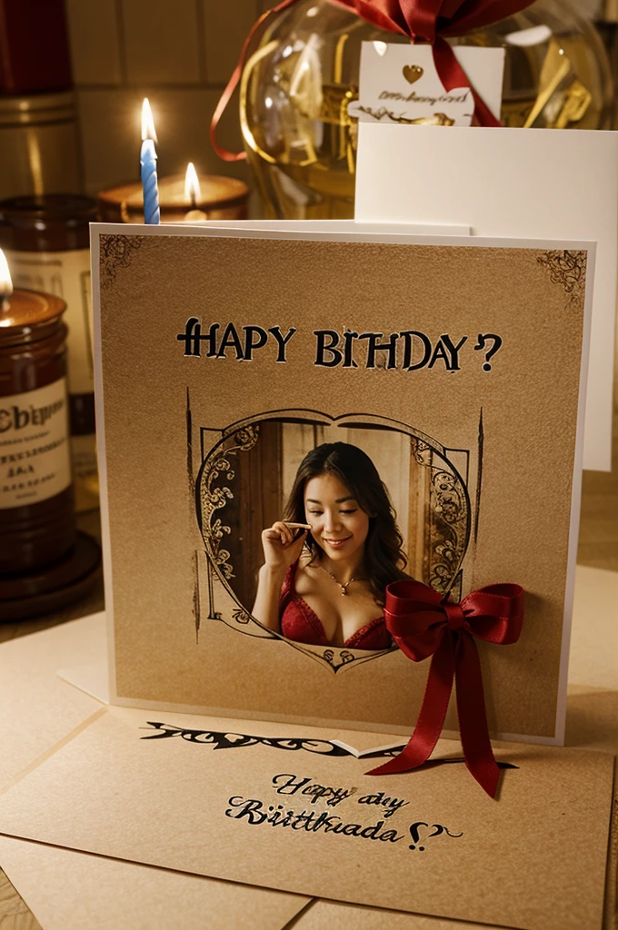 Making a romantic greeting card with caption Hei,Happy Birthday
