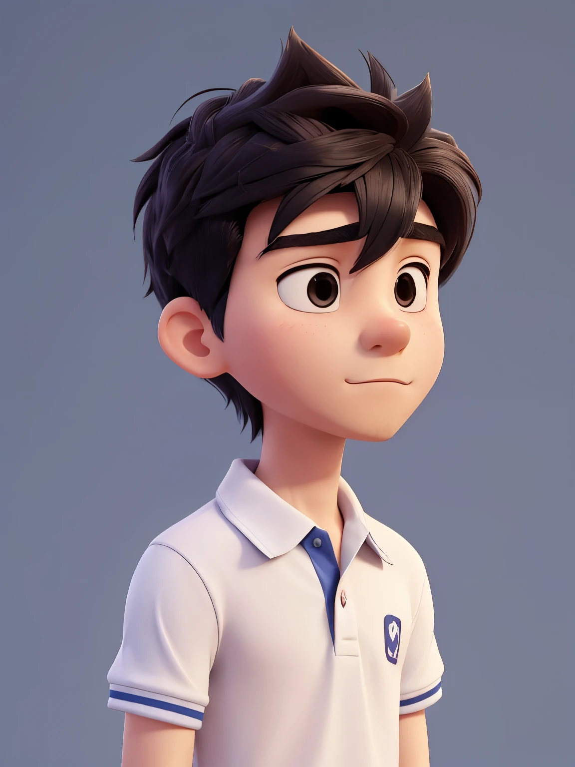 Japan young men, Wearing a refreshing polo shirt, Troubled expression, Body facing straight forward towards the camera, looking at the camera, Close-up, Plain white background