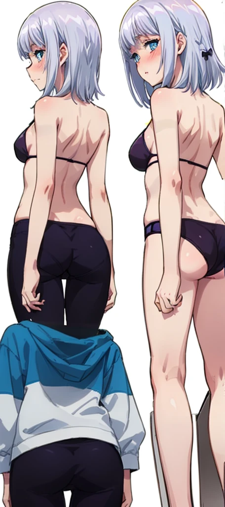1 girl, kanon kanase,  blush, medium breasts, sleeveless,  20-year-old, healthy skin. ((((Multiple  views  ,from side,  from behind)))). 